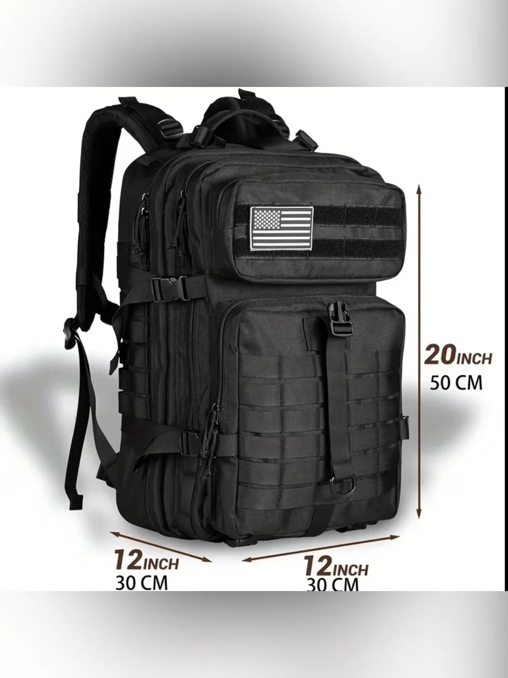 Black Tactical Backpack with MOLLE Webbing - Men